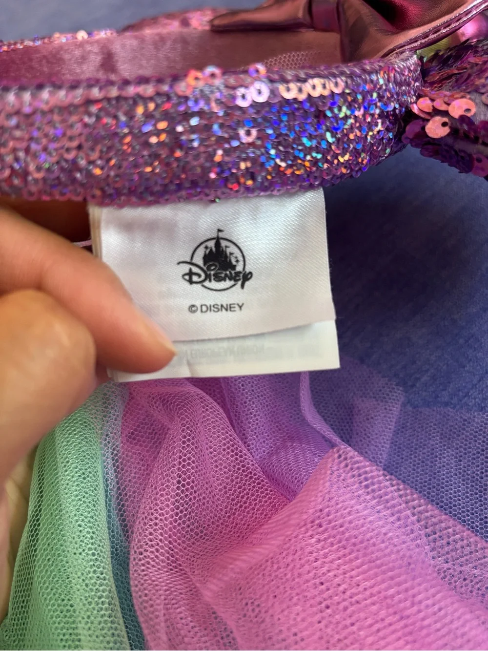 Disney Ears with Unicorn Horn and Colorful Veil